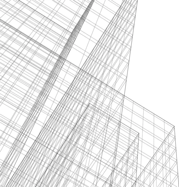 Abstrakta Teckningslinjer Arkitektonisk Konst Koncept Minimala Geometriska Former — Stock vektor