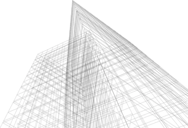 Linee Disegno Astratte Nel Concetto Arte Architettonica Forme Geometriche Minime — Vettoriale Stock