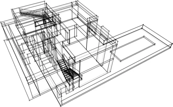 Linhas Abstratas Desenho Conceito Arte Arquitetônica Formas Geométricas Mínimas —  Vetores de Stock