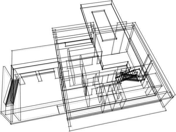 Mimari Sanat Konseptinde Soyut Çizgiler Minimum Geometrik Şekiller — Stok Vektör