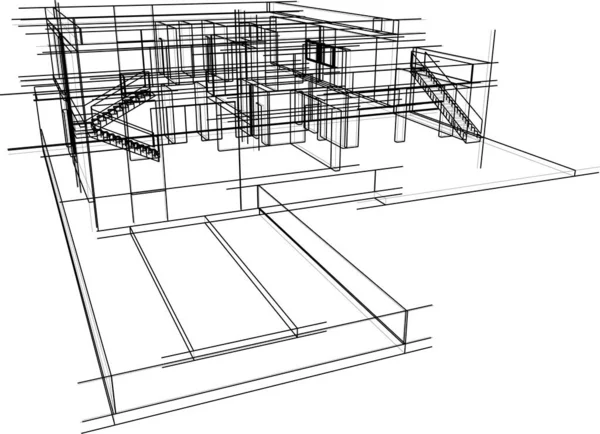 Abstrakte Zeichnungslinien Architektonischen Kunstkonzept Minimale Geometrische Formen — Stockvektor