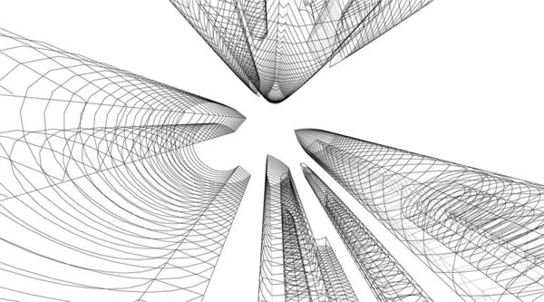 Linhas Abstratas Desenho Conceito Arte Arquitetônica Formas Geométricas Mínimas — Vetor de Stock