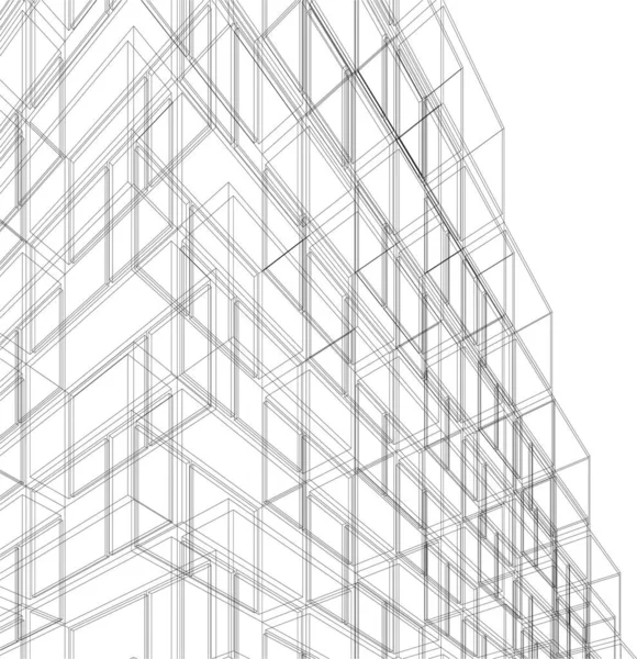 Líneas Abstractas Dibujo Concepto Arte Arquitectónico Formas Geométricas Mínimas — Vector de stock