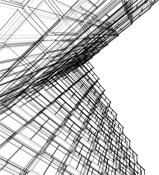 建築芸術の概念における抽象的な線や最小限の幾何学的形状 — ストックベクタ