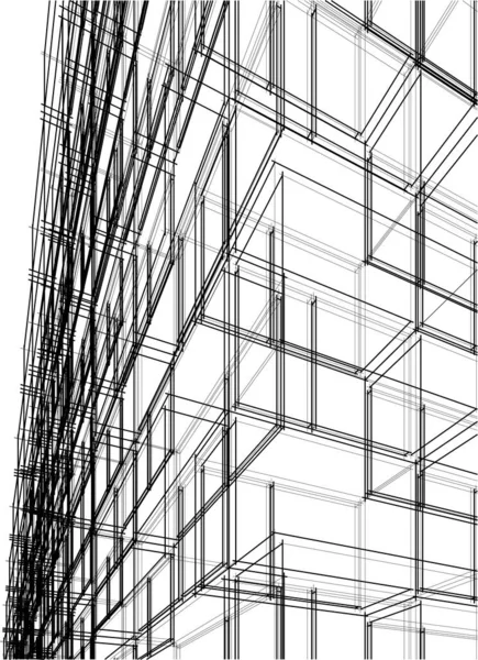 Linee Disegno Astratte Nel Concetto Arte Architettonica Forme Geometriche Minime — Vettoriale Stock