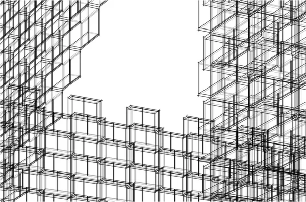 Lignes Dessin Abstraites Dans Concept Art Architectural Formes Géométriques Minimales — Image vectorielle