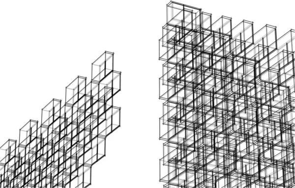 Abstrakta Teckningslinjer Arkitektonisk Konst Koncept Minimala Geometriska Former — Stock vektor