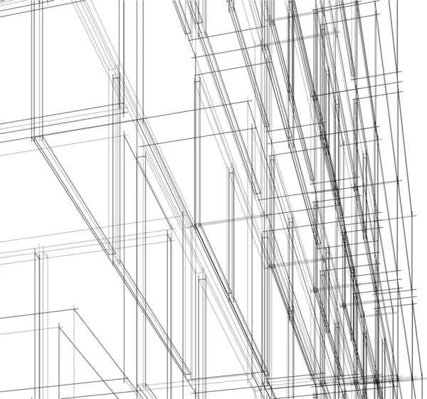 Linhas Abstratas Desenho Conceito Arte Arquitetônica Formas Geométricas Mínimas —  Vetores de Stock