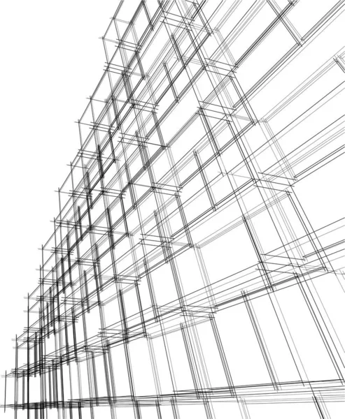 Linee Disegno Astratte Nel Concetto Arte Architettonica Forme Geometriche Minime — Vettoriale Stock