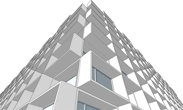 Abstracte Tekenlijnen Architectonisch Kunstconcept Minimale Geometrische Vormen — Stockvector