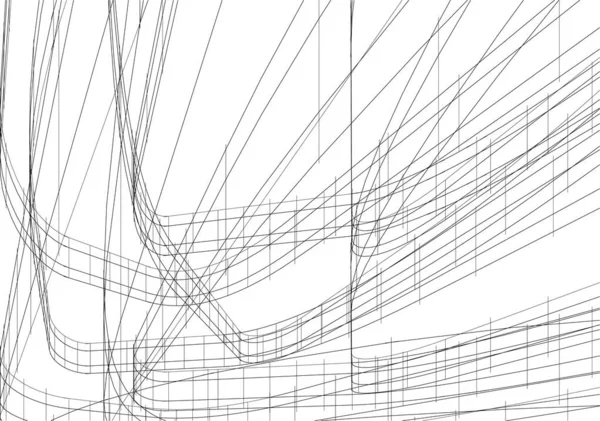 建築芸術の概念における抽象的な線や最小限の幾何学的形状 — ストックベクタ