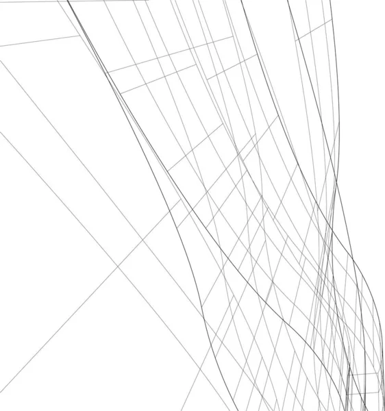 Abstracte Tekenlijnen Architectonisch Kunstconcept Minimale Geometrische Vormen — Stockvector