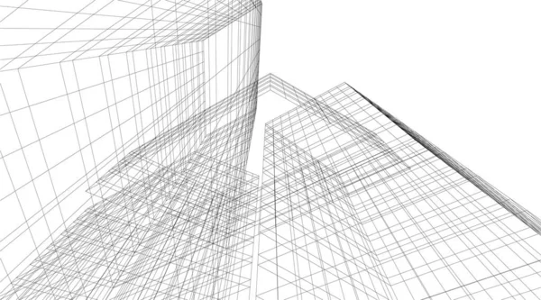 Abstrakte Zeichnungslinien Architektonischen Kunstkonzept Minimale Geometrische Formen — Stockvektor