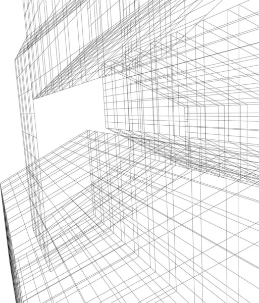 Abstracte Tekenlijnen Architectonisch Kunstconcept Minimale Geometrische Vormen — Stockvector