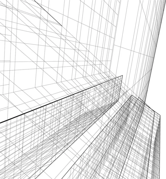 Líneas Abstractas Dibujo Concepto Arte Arquitectónico Formas Geométricas Mínimas — Archivo Imágenes Vectoriales