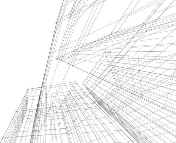 Abstracte Tekenlijnen Architectonisch Kunstconcept Minimale Geometrische Vormen — Stockvector