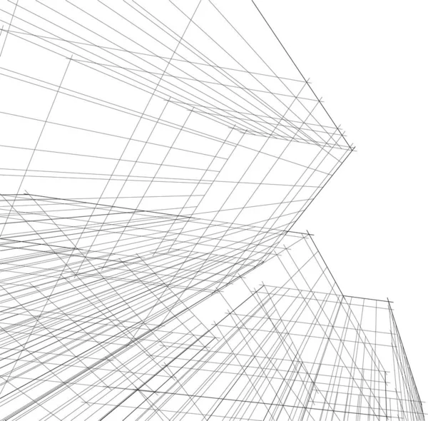 Abstrakcyjne Linie Rysunku Koncepcji Sztuki Architektonicznej Minimalne Kształty Geometryczne — Wektor stockowy