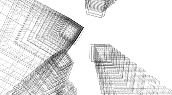 Lignes Dessin Abstraites Dans Concept Art Architectural Formes Géométriques Minimales — Image vectorielle