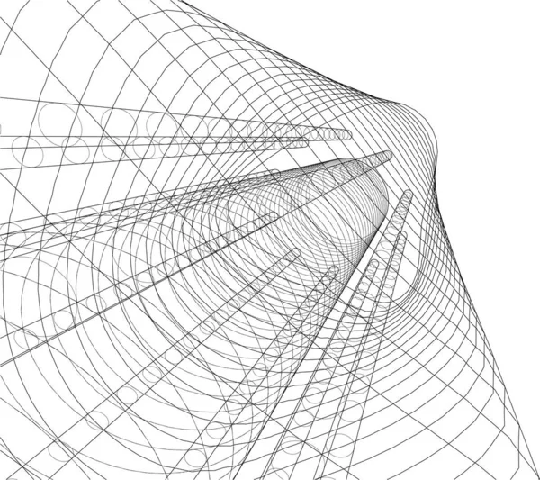 Líneas Abstractas Dibujo Concepto Arte Arquitectónico Formas Geométricas Mínimas — Vector de stock