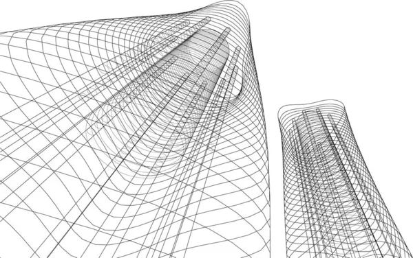 Líneas Abstractas Dibujo Concepto Arte Arquitectónico Formas Geométricas Mínimas — Archivo Imágenes Vectoriales