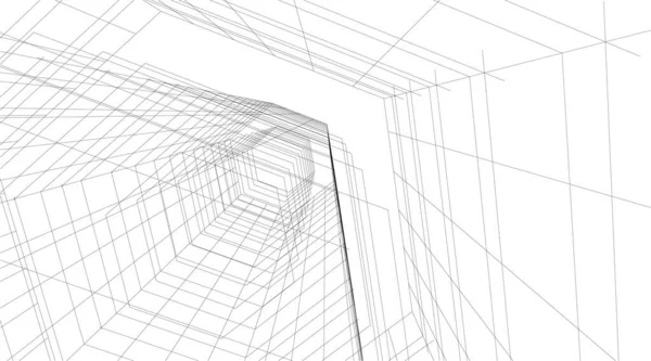 Linhas Abstratas Desenho Conceito Arte Arquitetônica Formas Geométricas Mínimas — Vetor de Stock