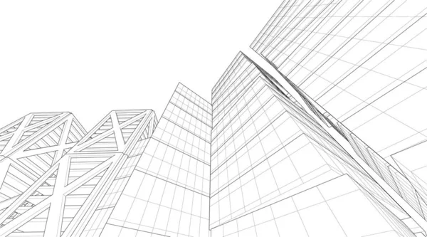 Lignes Dessin Abstraites Dans Concept Art Architectural Formes Géométriques Minimales — Image vectorielle