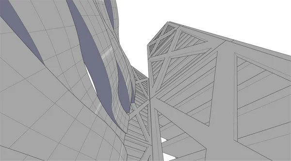 Abstracte Tekenlijnen Architectonisch Kunstconcept Minimale Geometrische Vormen — Stockvector