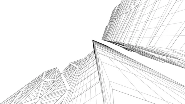 Abstracte Tekenlijnen Architectonisch Kunstconcept Minimale Geometrische Vormen — Stockvector