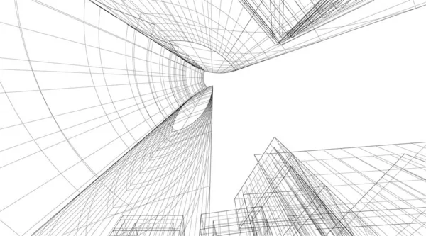 Lignes Dessin Abstraites Dans Concept Art Architectural Formes Géométriques Minimales — Image vectorielle