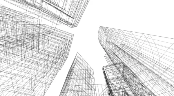 Linhas Abstratas Desenho Conceito Arte Arquitetônica Formas Geométricas Mínimas —  Vetores de Stock