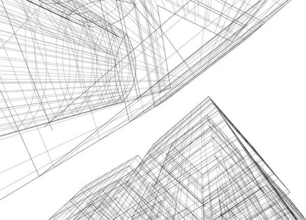 Abstrakte Zeichnungslinien Architektonischen Kunstkonzept Minimale Geometrische Formen — Stockvektor