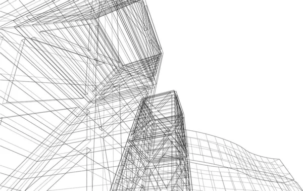 Lignes Dessin Abstraites Dans Concept Art Architectural Formes Géométriques Minimales — Image vectorielle