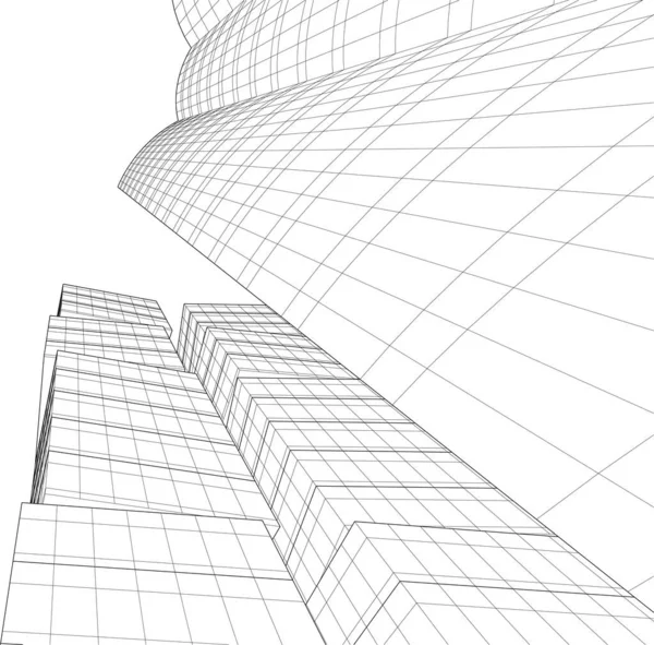 Abstrakte Zeichnungslinien Architektonischen Kunstkonzept Minimale Geometrische Formen — Stockvektor