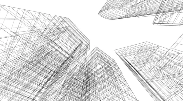 Abstrakta Teckningslinjer Arkitektonisk Konst Koncept Minimala Geometriska Former — Stock vektor