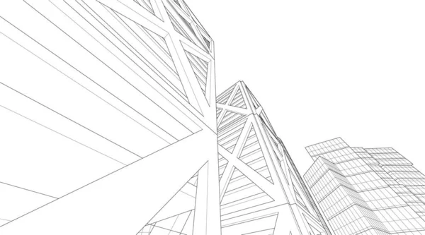 Lignes Dessin Abstraites Dans Concept Art Architectural Formes Géométriques Minimales — Image vectorielle