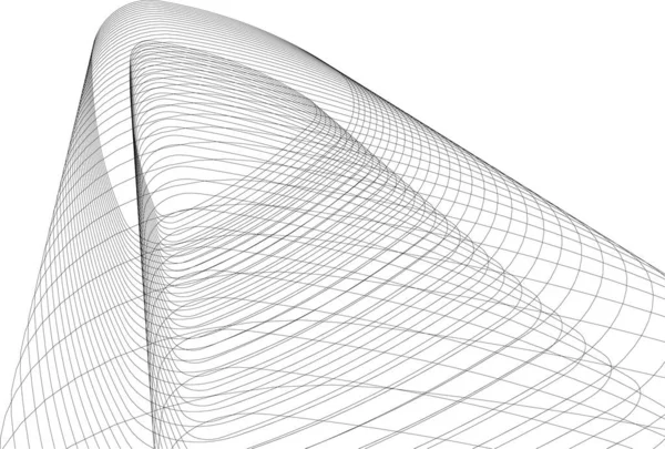 Líneas Abstractas Dibujo Concepto Arte Arquitectónico Formas Geométricas Mínimas — Vector de stock