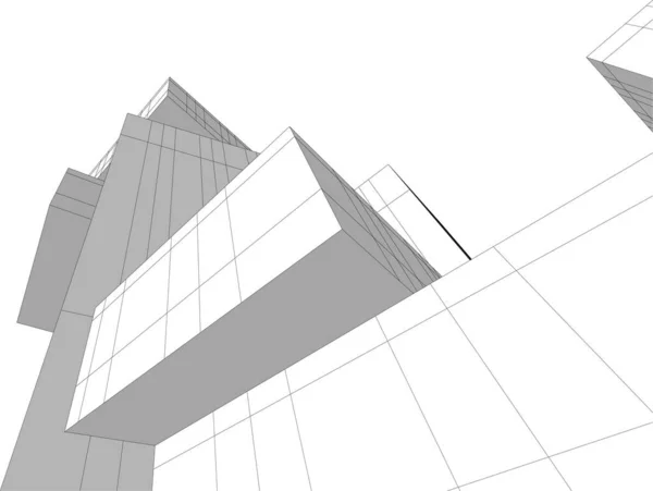 Abstracte Tekenlijnen Architectonisch Kunstconcept Minimale Geometrische Vormen — Stockvector