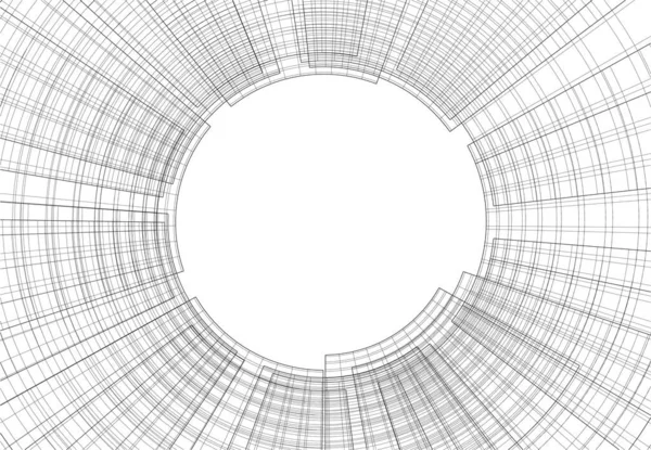 Elvont Rajzvonalak Építészeti Képzőművészetben Minimális Geometriai Formák — Stock Vector