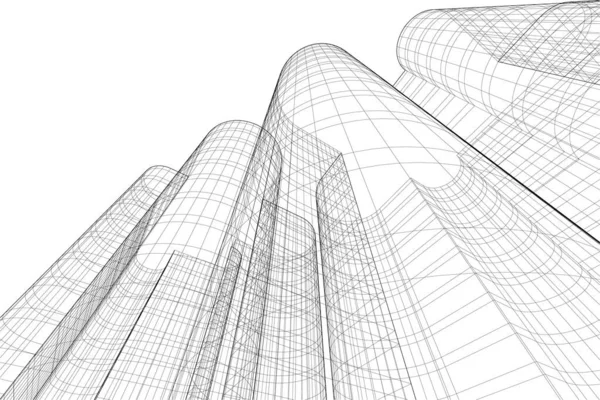 Mimari Sanat Konseptinde Soyut Çizgiler Minimum Geometrik Şekiller — Stok Vektör