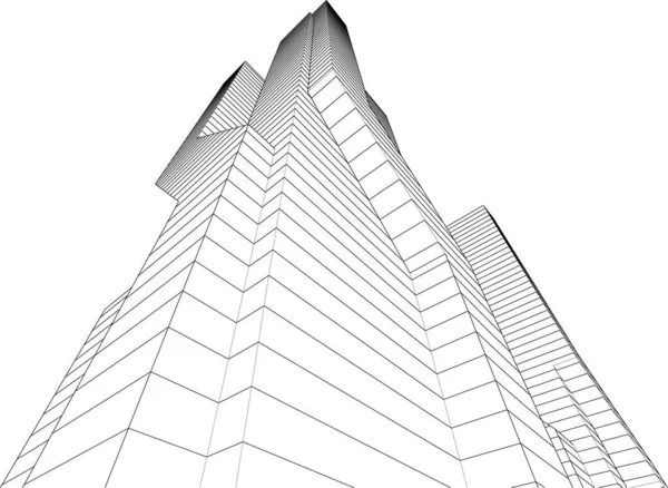 Líneas Abstractas Dibujo Concepto Arte Arquitectónico Formas Geométricas Mínimas — Archivo Imágenes Vectoriales