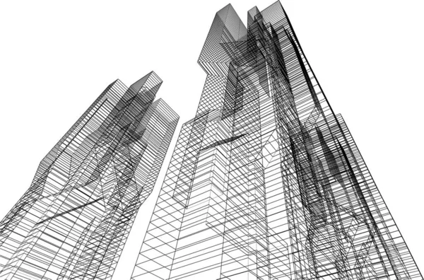 Linhas Abstratas Desenho Conceito Arte Arquitetônica Formas Geométricas Mínimas —  Vetores de Stock