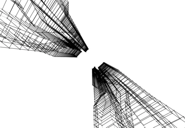 Abstrakcyjne Linie Rysunku Koncepcji Sztuki Architektonicznej Minimalne Kształty Geometryczne — Wektor stockowy