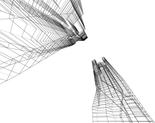 Abstrakcyjne Linie Rysunku Koncepcji Sztuki Architektonicznej Minimalne Kształty Geometryczne — Wektor stockowy