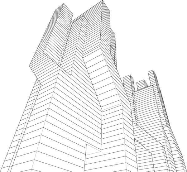 Abstrakta Teckningslinjer Arkitektonisk Konst Koncept Minimala Geometriska Former — Stock vektor