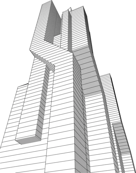 Lignes Dessin Abstraites Dans Concept Art Architectural Formes Géométriques Minimales — Image vectorielle