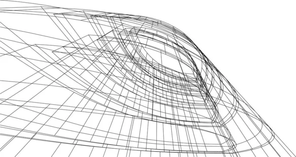 Abstrakte Zeichnungslinien Architektonischen Kunstkonzept Minimale Geometrische Formen — Stockvektor