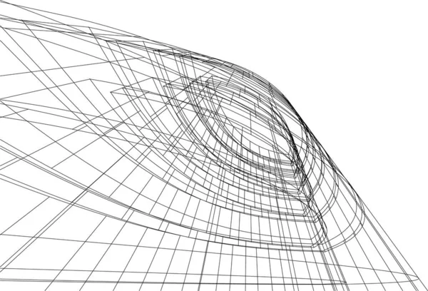 Linee Disegno Astratte Nel Concetto Arte Architettonica Forme Geometriche Minime — Vettoriale Stock