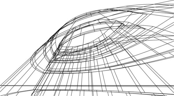 Líneas Abstractas Dibujo Concepto Arte Arquitectónico Formas Geométricas Mínimas — Vector de stock