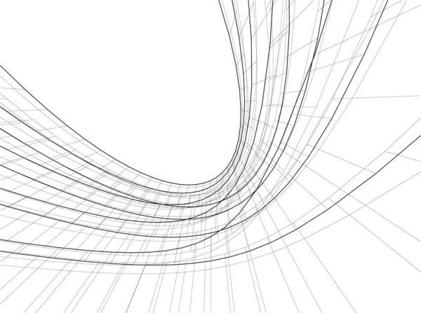 Elvont Rajzvonalak Építészeti Képzőművészetben Minimális Geometriai Formák — Stock Vector