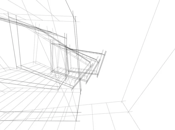 Abstrakcyjne Linie Rysunku Koncepcji Sztuki Architektonicznej Minimalne Kształty Geometryczne — Wektor stockowy